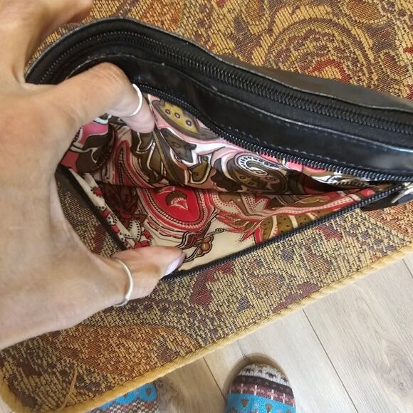 Sophia Visconti Vintage Leather Pouch Clutch Black Handbag - Picture 4 of 7